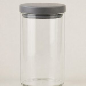 Bocal à thé hermétique transparent avec couvercle gris
