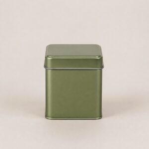 Mini boîte à thé carrée en métal vert, 48 x 48 x 50 mm