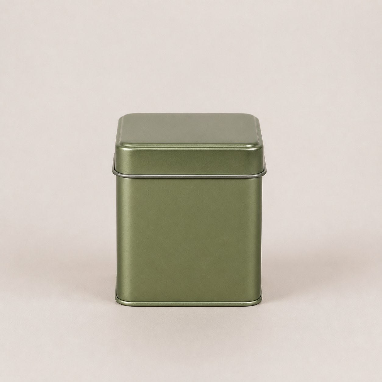 Mini boîte à thé carrée en métal vert, 48 x 48 x 50 mm