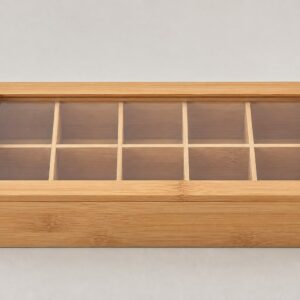 Organisateur en bois pour sachets de thé avec couvercle transparent