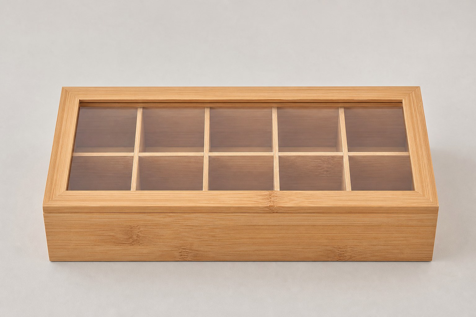 Organisateur en bois pour sachets de thé avec couvercle transparent