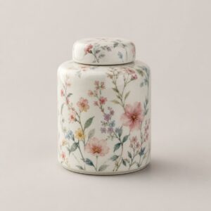 Caddie à thé en céramique fleurie, 200 ml