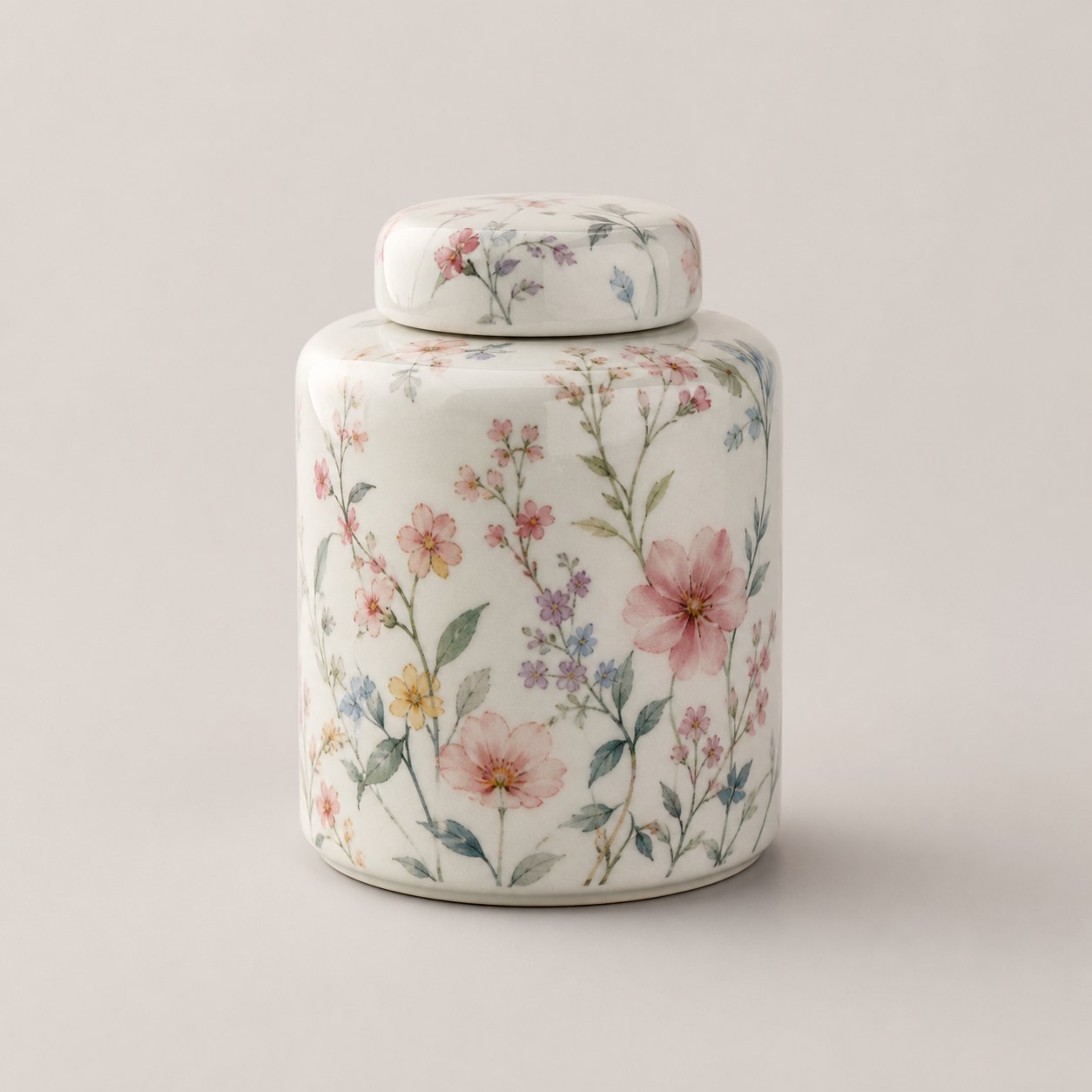 Caddie à thé en céramique fleurie, 200 ml