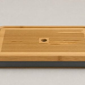 Plateau à thé japonais en bambou, drainage compact gris