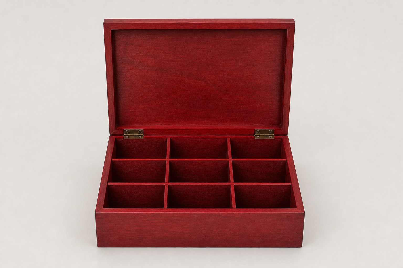 Organisateur à thé rouge en bois 9 compartiments