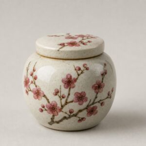 Petit pot à thé en céramique fleurs prune