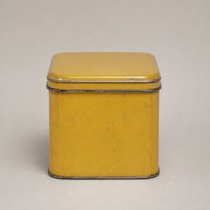 Boîte à thé vintage en fer blanc jaune