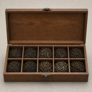 Coffret en bois de thés pu-erh 10 types 50 g