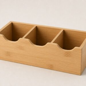 Organiseur à sachets de thé en bois clair, 3 compartiments