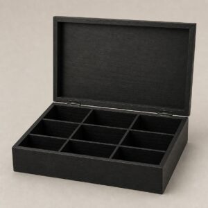 Coffret à thé noir à neuf compartiments