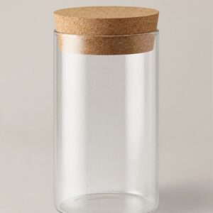 Bocal à thé en verre borosilicate avec bouchon en liège