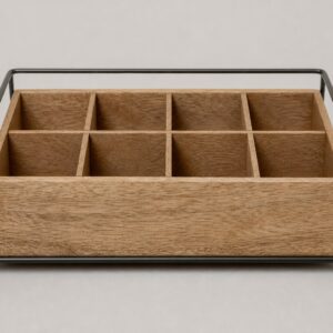Organiseur à sachets de thé bois et métal, 8 compartiments