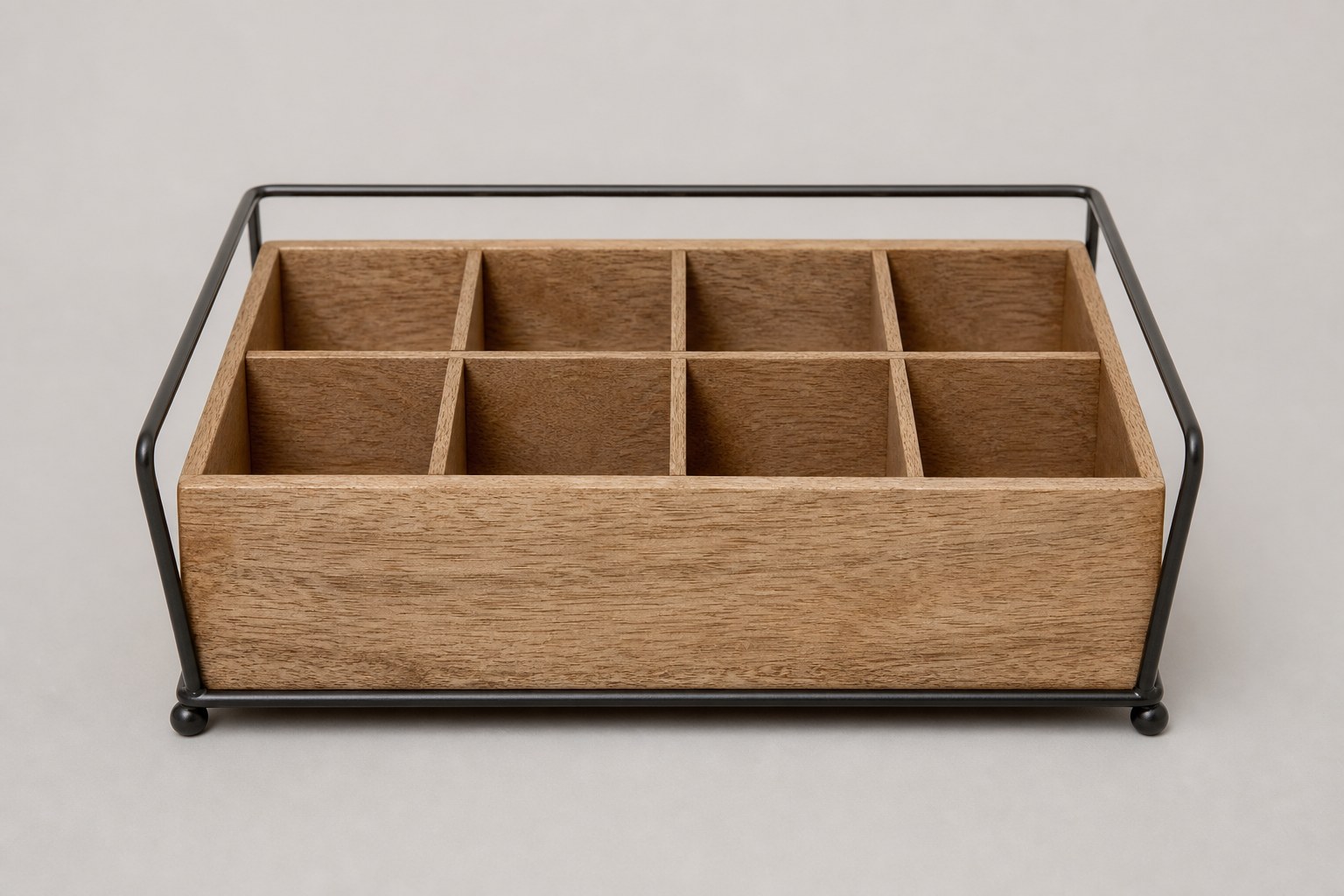 Organiseur à sachets de thé bois et métal, 8 compartiments