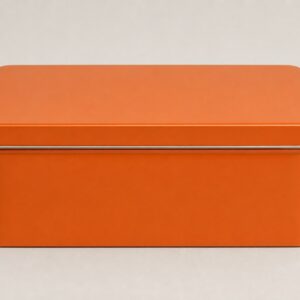 Boîte à thé rectangulaire orange en métal