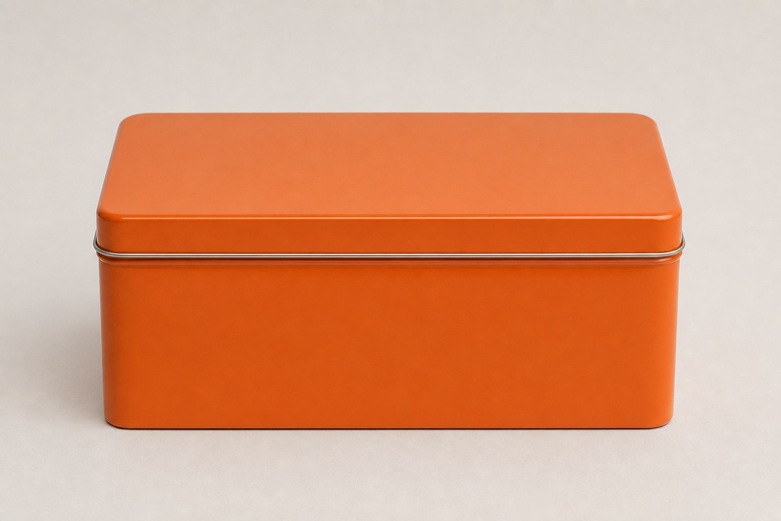 Boîte à thé rectangulaire orange en métal