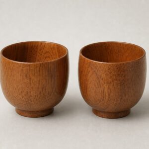 Tasses à thé en bois naturel faites main – duo