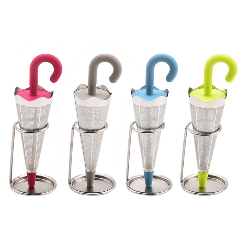 Infuseurs parapluie colorés en acier inoxydable