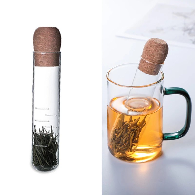 Infuseur à thé tube en verre avec bouchon de liège