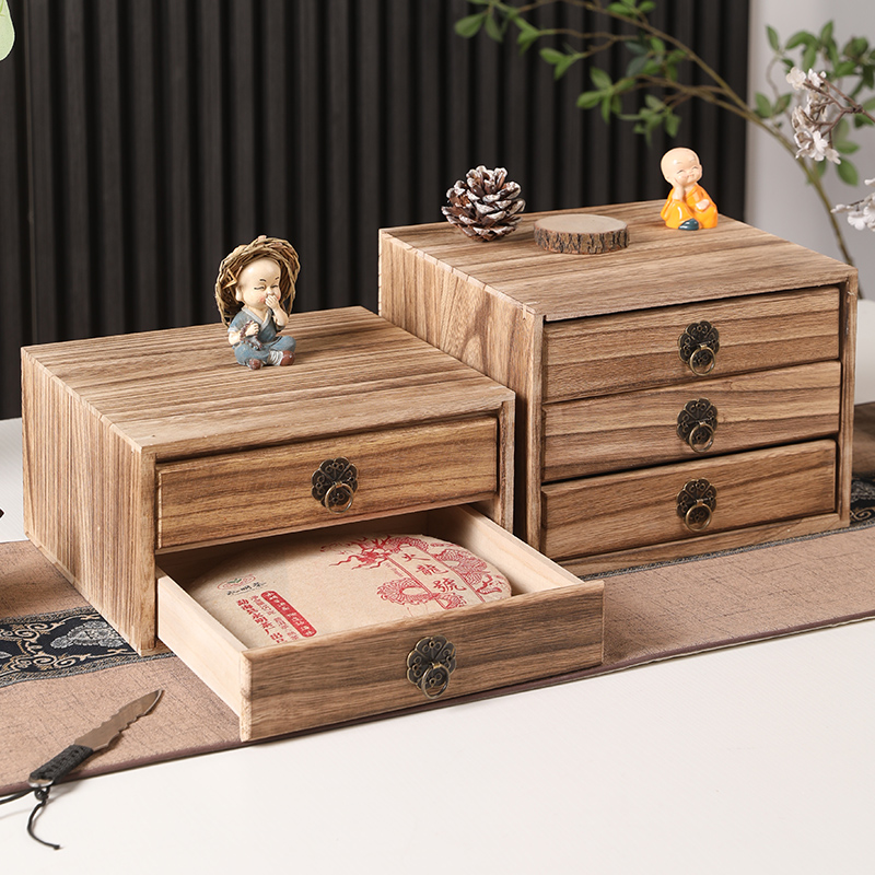 Meuble en bois à tiroirs pour collection de thé