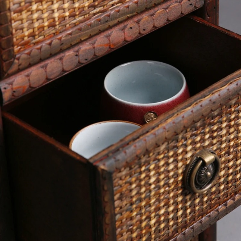 Meuble de rangement à thé chinois, cinq tiroirs