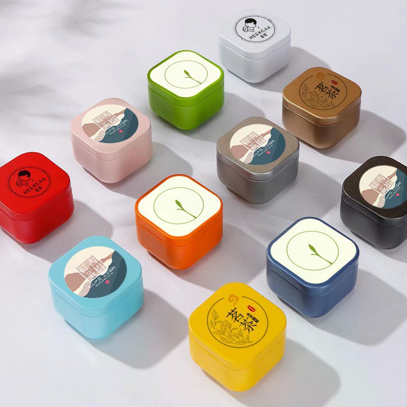 Mini boîte à thé hermétique en fer blanc rouge