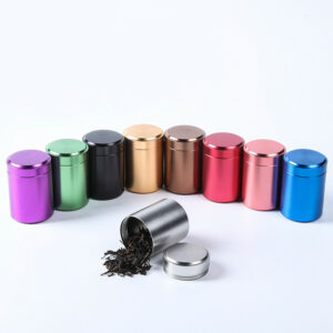 Mini boîtes à thé cylindriques en acier