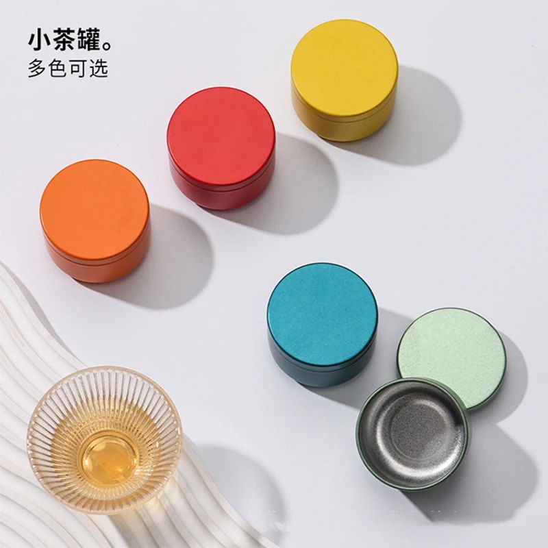 Mini boîte à thé ronde en métal 30 ml