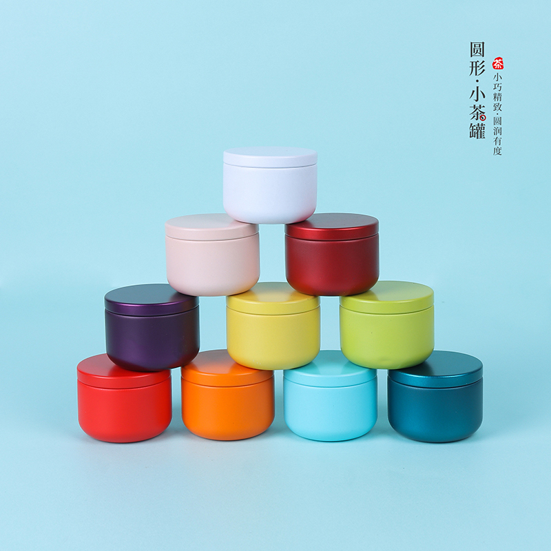 Mini boîte à thé ronde en métal 30 ml
