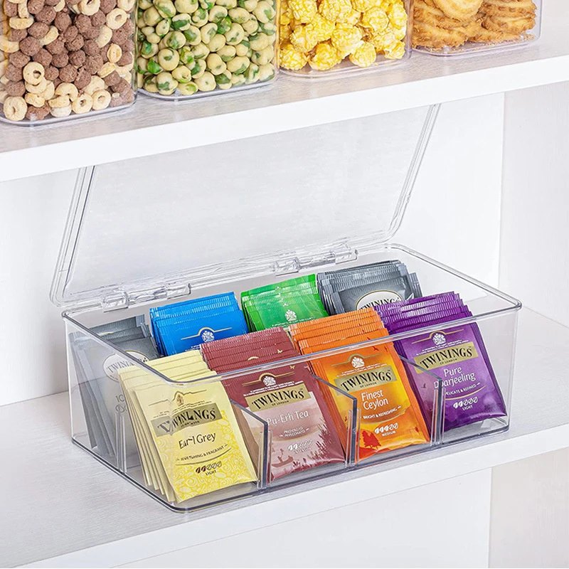 Organisateur transparent à sachets de thé – 4 compartiments