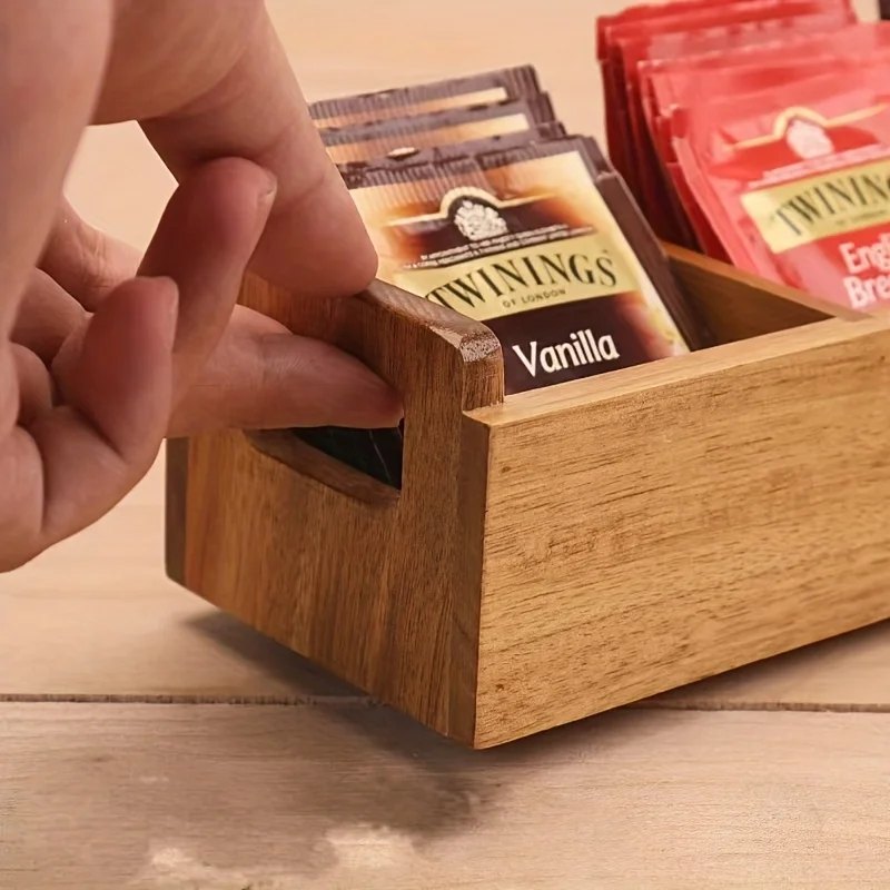 Organiseur en bois à fenêtre pour sachets de thé