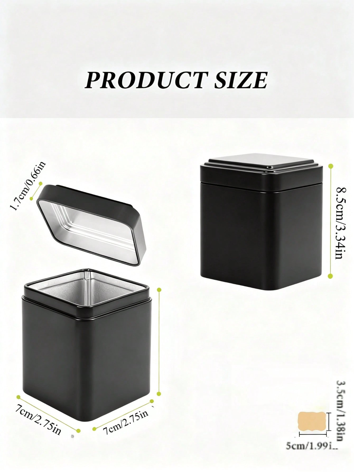Pack de 10 boîtes à thé en métal noir avec étiquettes