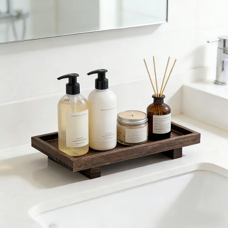 Plateau à thé Gongfu en bois avec égouttoir bambou