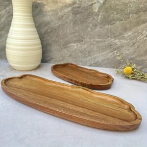 Plateau à thé japonais en bois long 29 × 10,8 cm