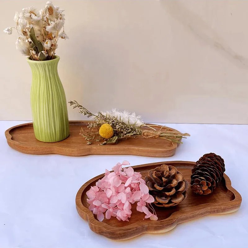 Plateau à thé japonais en bois long 29 × 10,8 cm