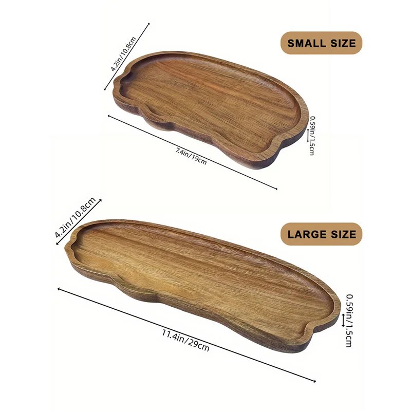 Plateau à thé japonais en bois long 29 × 10,8 cm