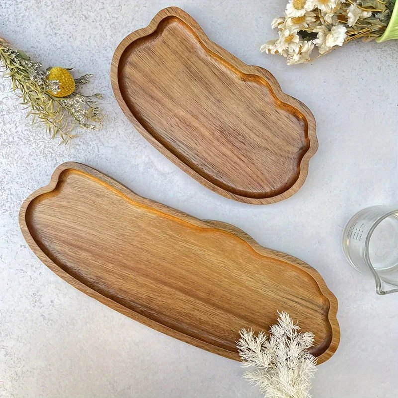 Plateau à thé japonais en bois long 29 × 10,8 cm