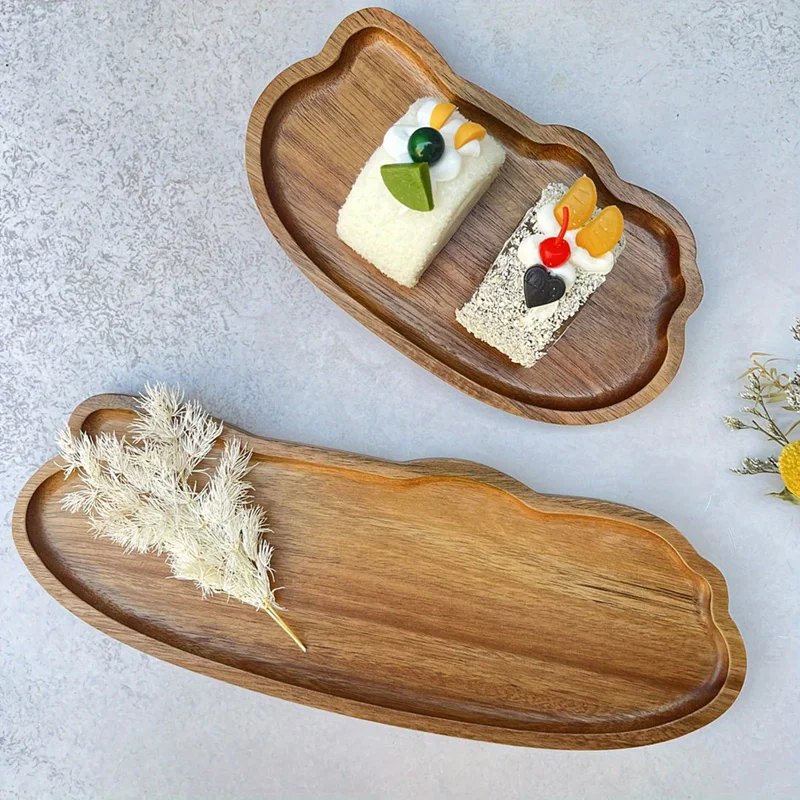 Plateau à thé japonais en bois long 29 × 10,8 cm