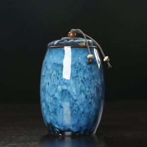 Pot à thé en céramique craquelée bleu