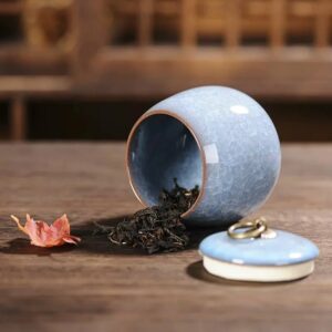 Pot à thé en céramique craquelée vert 6,3 × 7,3 cm