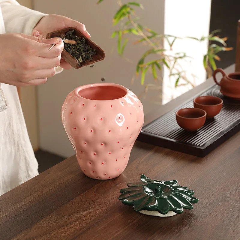 Pot à thé en céramique fraise rose 350 ml