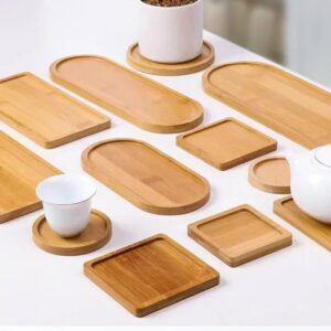 Soucoupes en bambou pour tasses et accessoires de thé