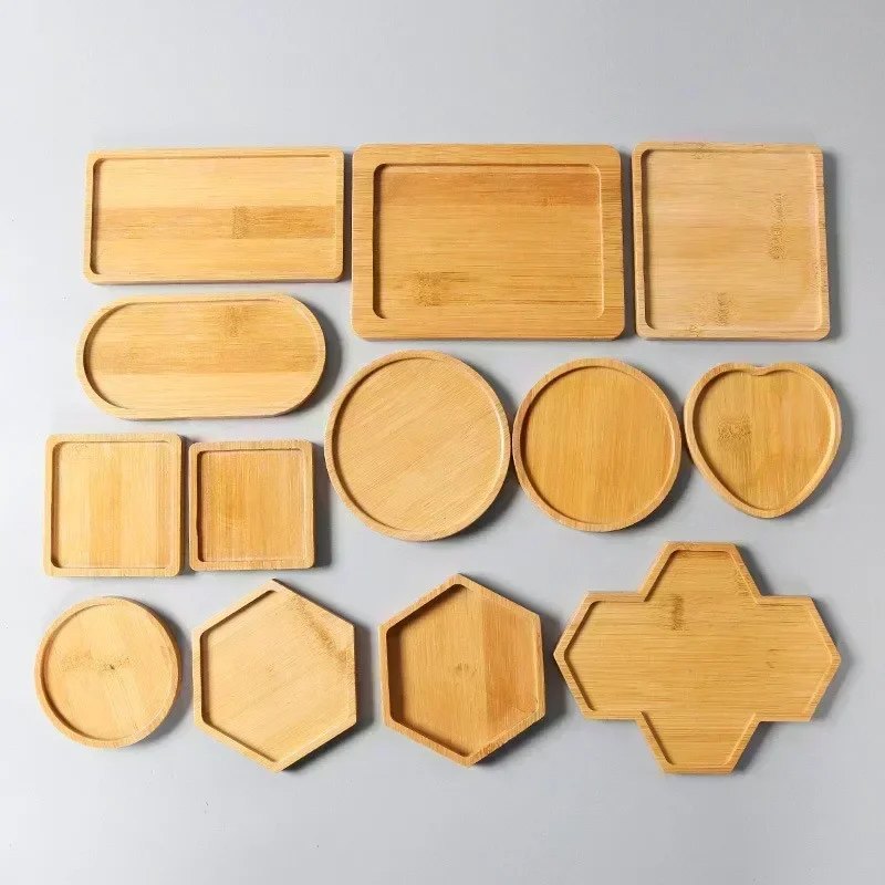 Soucoupes en bambou pour tasses et accessoires de thé