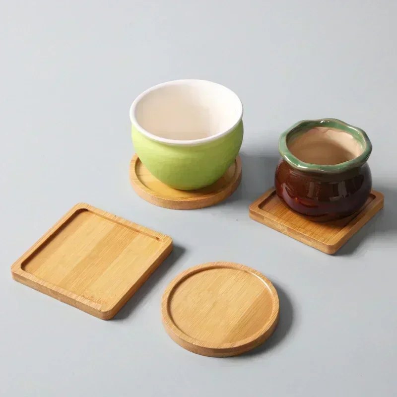 Soucoupes en bambou pour tasses et accessoires de thé