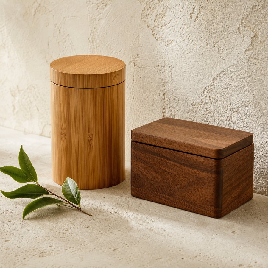 Boîtes hermétiques en bois et bambou
