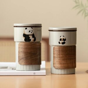 Tasse à thé panda en céramique avec couvercle