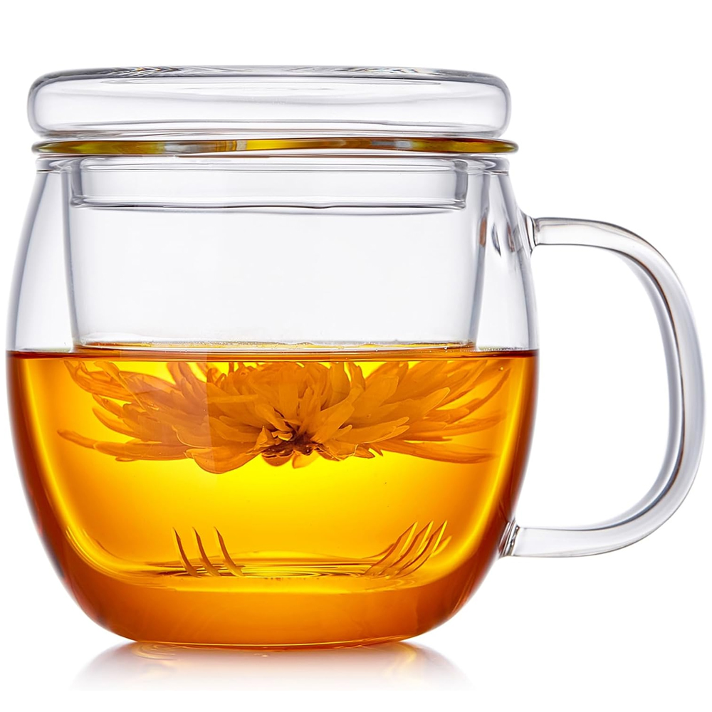 Tasse à thé transparente et filtre intérieur