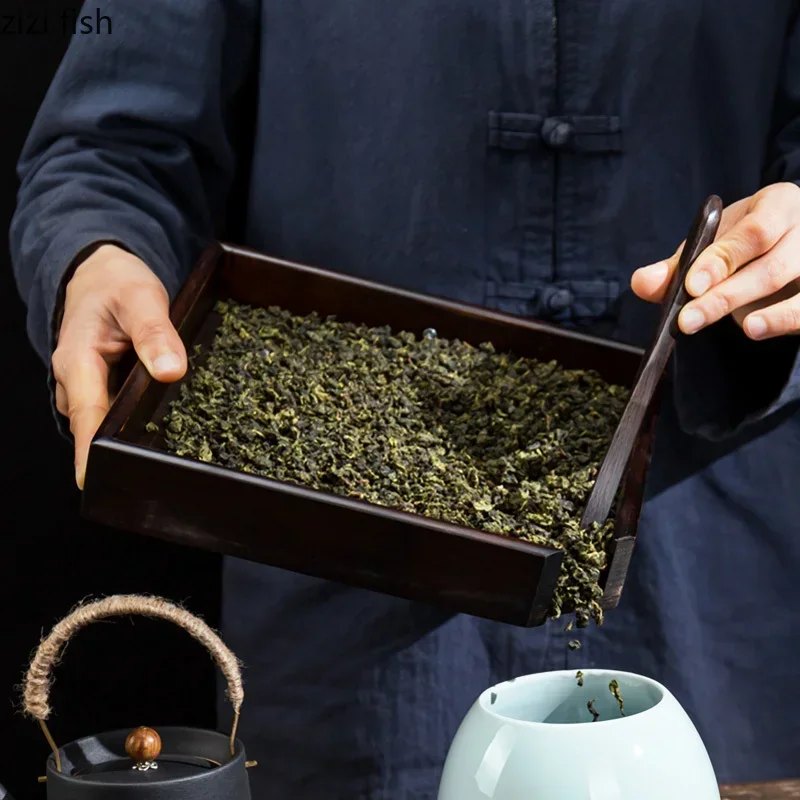 Tiroir de rangement en bambou pour galettes de thé