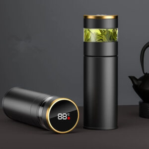 Bouteille Thermos intelligente de 450ml pour le thé, avec passoire de séparation, infuseur, affichage de la température, flacon isolé sous vide en acier inoxydable