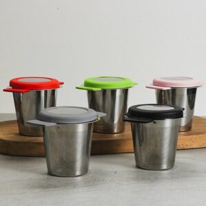 Passoire à thé créative à double oreille en acier inoxydable, infuseur à thé à maille fine avec couvercle, filtre à café et à thé, accessoires pour thé
