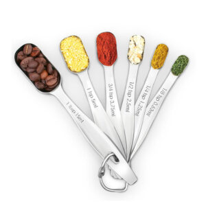 LMETJMA – ensemble de cuillères à mesurer en acier inoxydable, 6 pièces/ensemble, cuillères à mesurer pour bouche fine, pots à épices, cuisson, KC0324-2